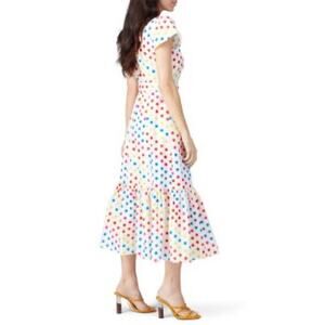 Color Me Courtney Long Short Sleeve Dress White w/polkadots Size 4